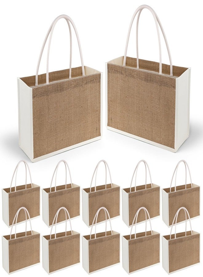 Alrhso 12pcs Burlap Gift Bags with Handles Burlap Tote Bags Small Jute Bag for Return Gifts Beach Bag for Women Wedding Welcome Bagss for Party Favors (12.6 X 8.66 X 5.12 Inch) - Image 1